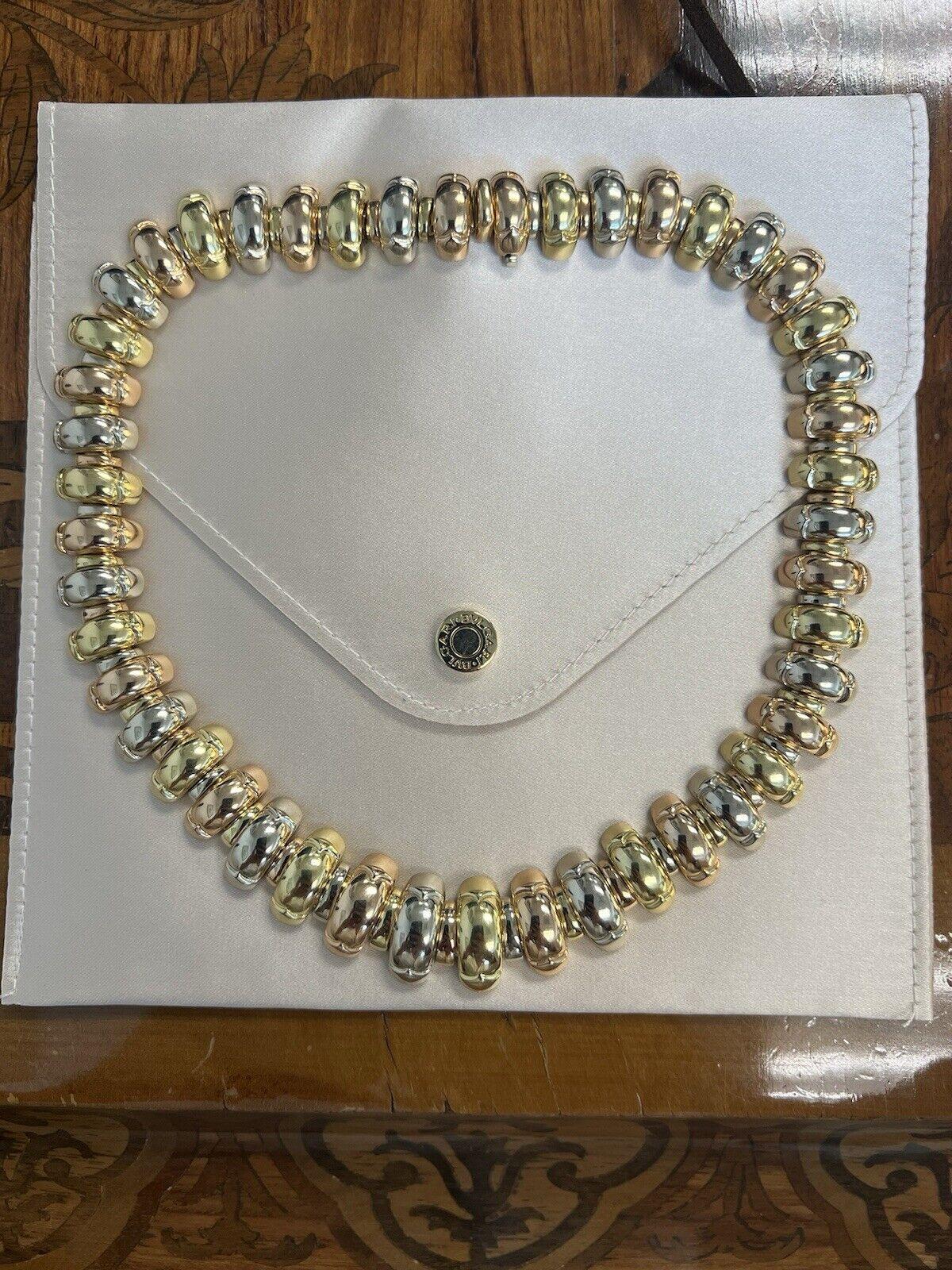 BVLGARI Italy CERTAURA COLLECTION 18k Tri Color Gold Choker Necklace 1980s 6