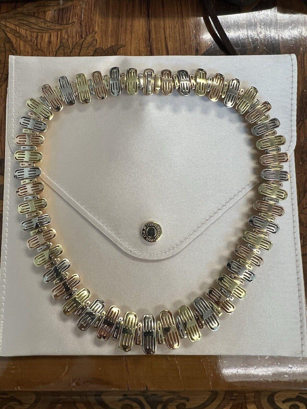 BVLGARI Italy CERTAURA COLLECTION 18k Tri Color Gold Choker Necklace 1980s 7