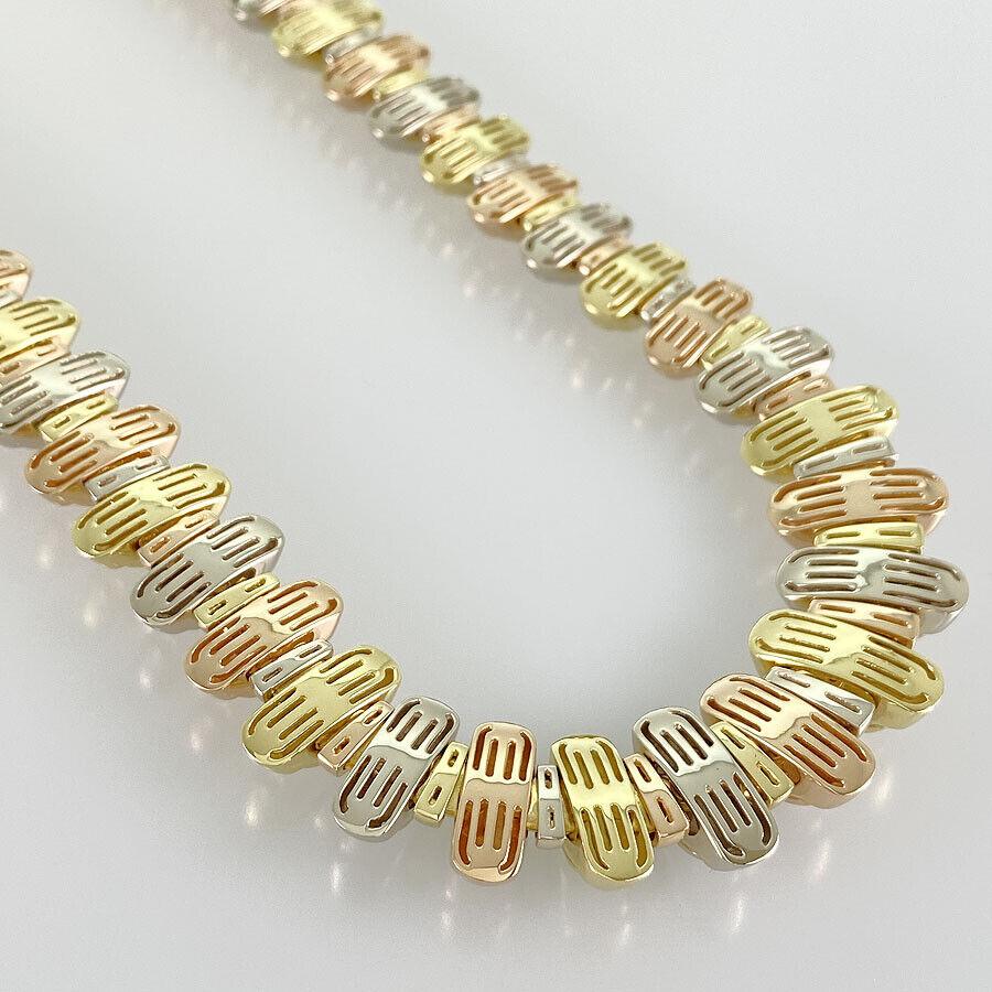 BVLGARI Italy CERTAURA COLLECTION 18k Tri Color Gold Choker Necklace 1980s In Excellent Condition In Beverly Hills, CA