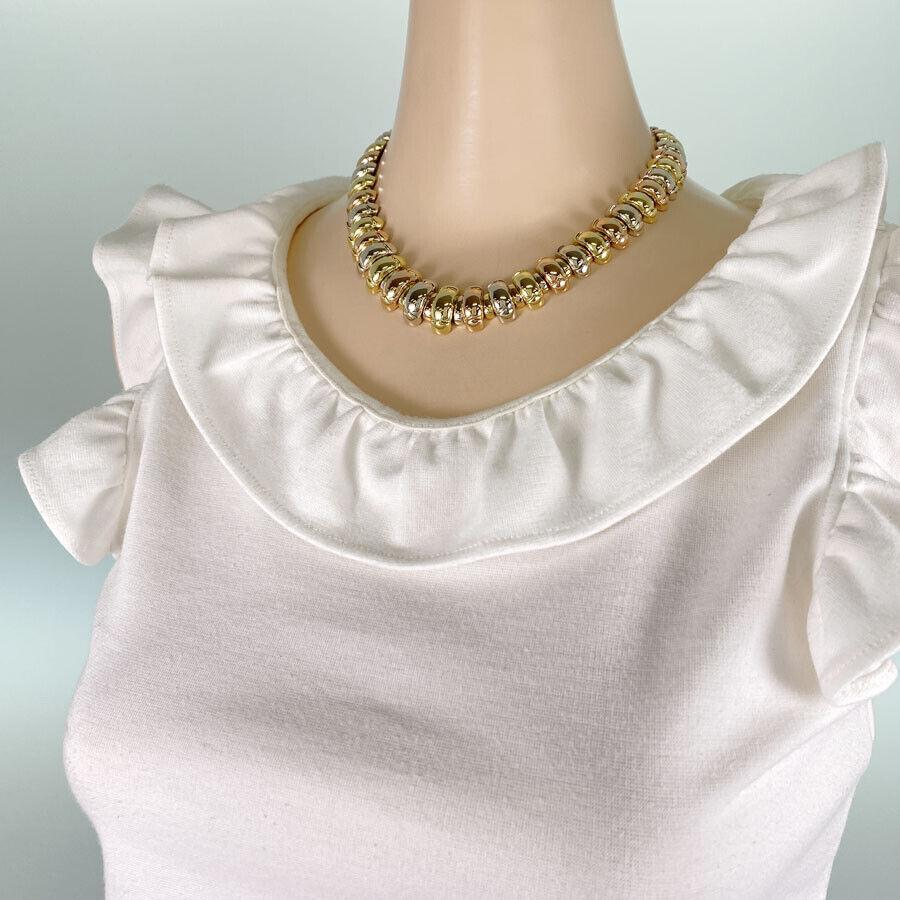 BVLGARI Italy CERTAURA COLLECTION 18k Tri Color Gold Choker Necklace 1980s 4