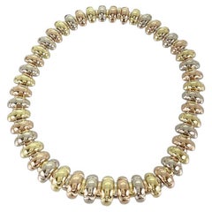 BVLGARI Italy CERTAURA COLLECTION 18k Tri Color Gold Choker Necklace 1980s
