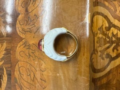 BVLGARI ITALY Chandra Collection 18k YG, Ceramic & Tourmaline Cocktail Ring 1980