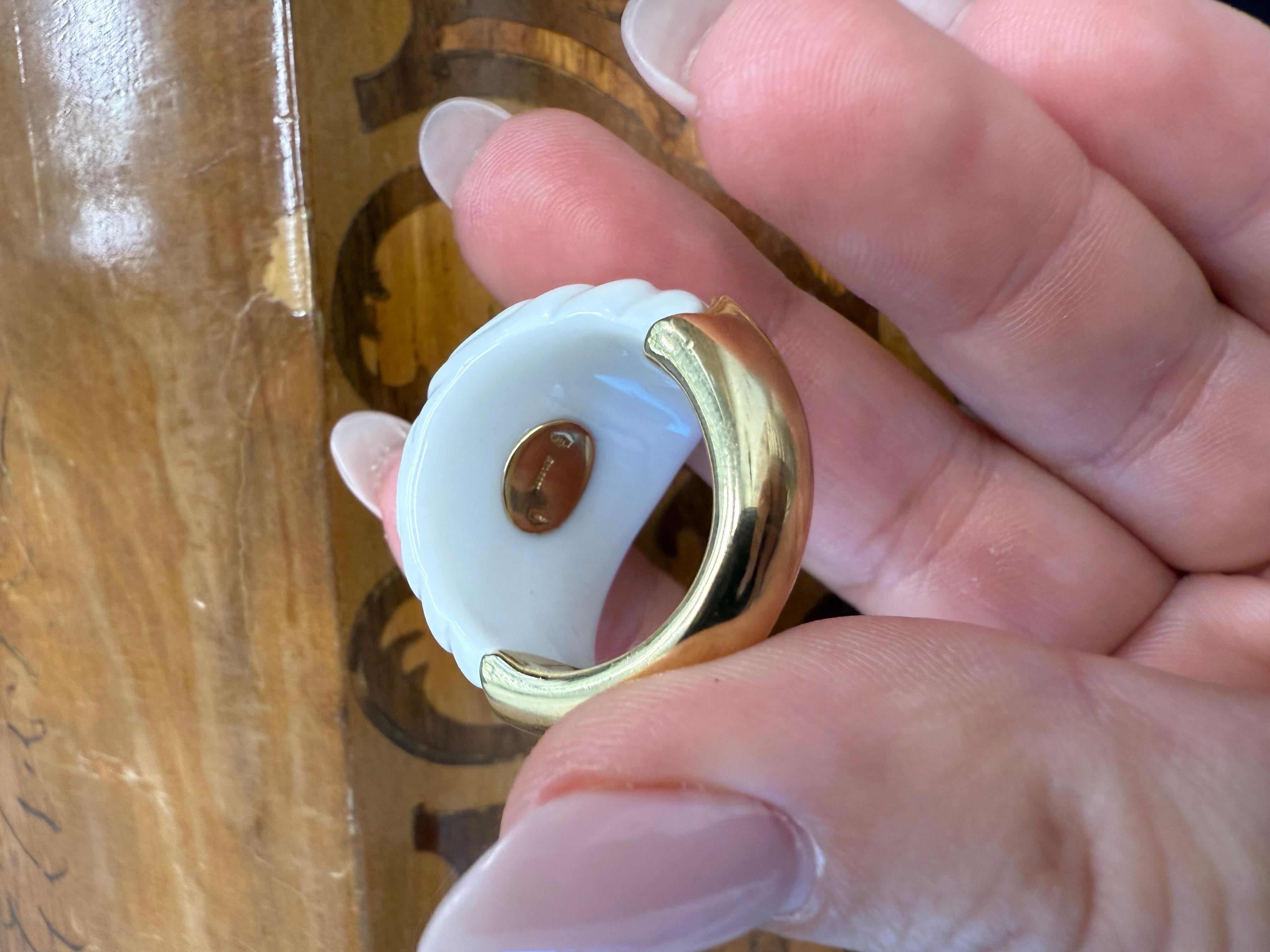 BVLGARI ITALY Chandra Collection 18k YG, Ceramic & Tourmaline Cocktail Ring 1980 2