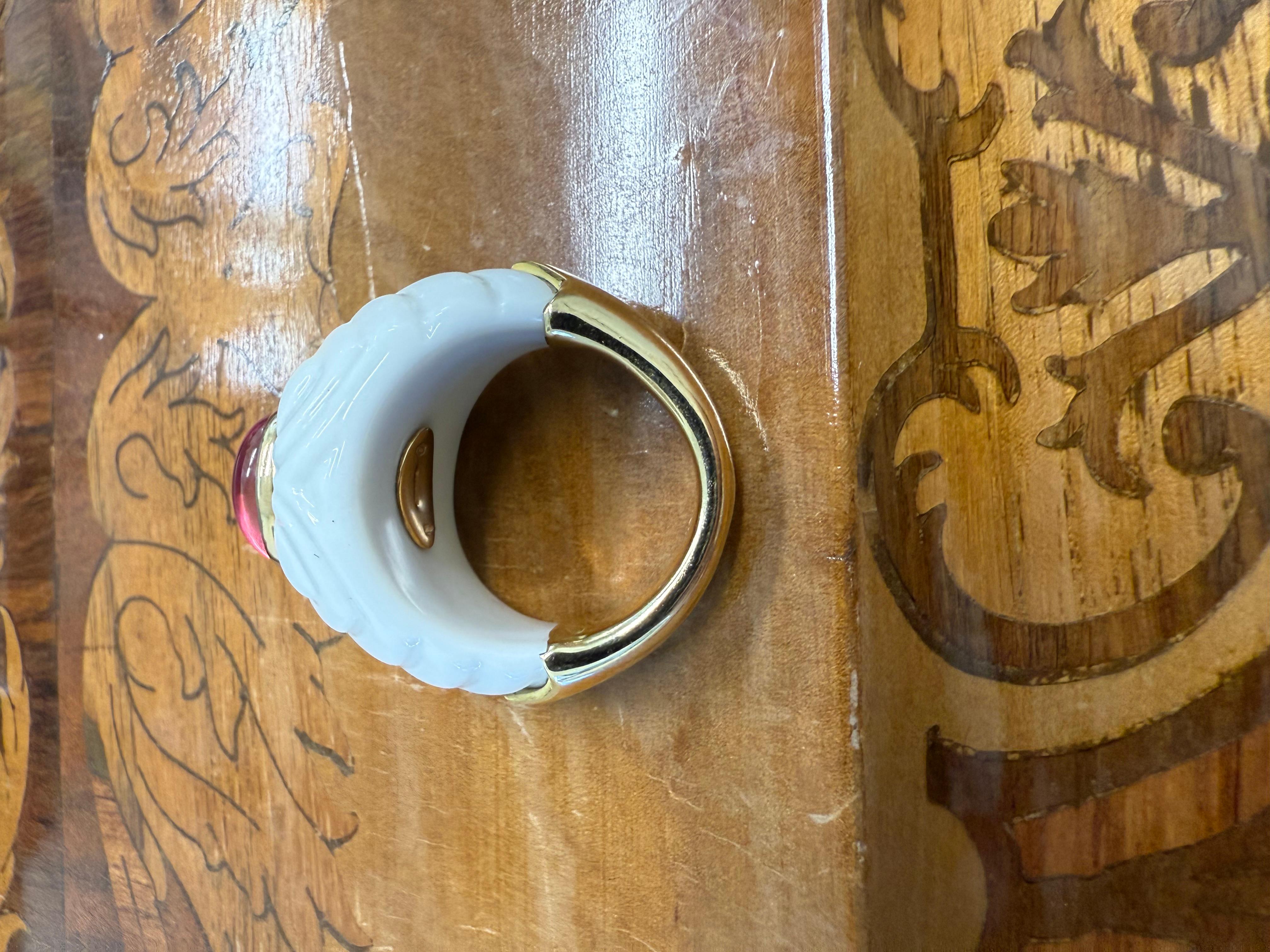 BVLGARI ITALY Chandra Collection 18k YG, Ceramic & Tourmaline Cocktail Ring 1980 3