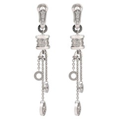 Bvlgari Italy diamond 18k white gold B.zero1 drop earrings