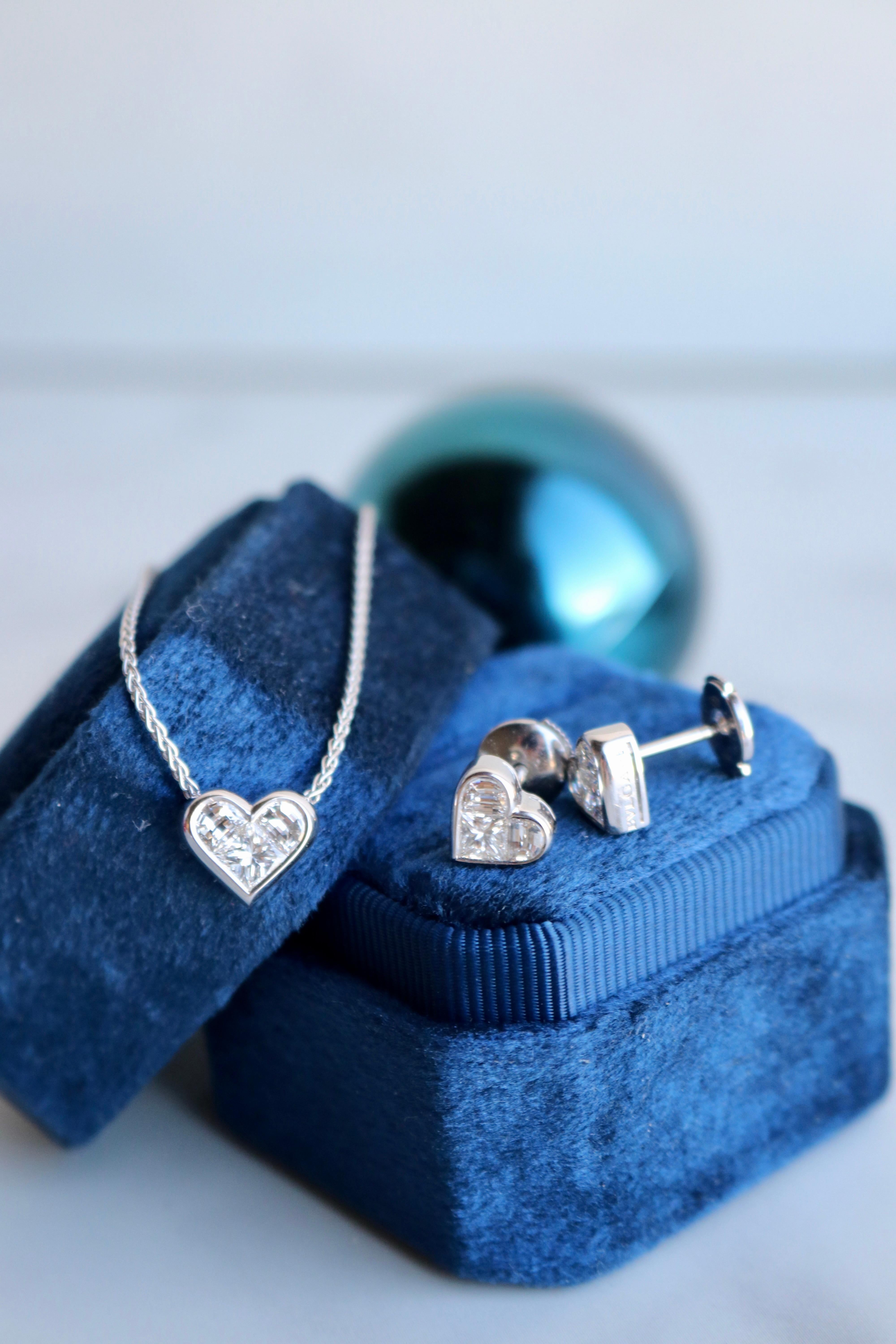 Bvlgari Italy Diamond 18k White Gold Invisible Set Heart Necklace 1