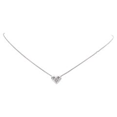 Bvlgari Italy Diamond 18k White Gold Invisible Set Heart Necklace