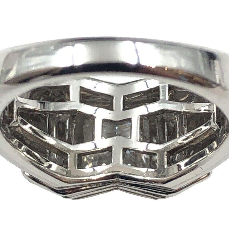 BVLGARI ITALY Monture Platinum & Princess Cut / Baguette Cut Diamond Ring Rare In Excellent Condition For Sale In Beverly Hills, CA