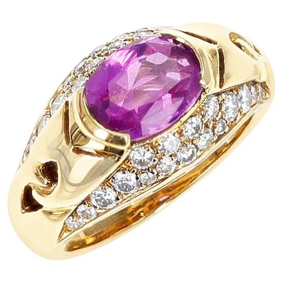 Bvlgari Italy Pink Sapphire and Diamond Ring, 18k For Sale