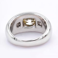 BVLGARI ITALY Trombino 18k Weißgold & Diamant-Ring mit drei Steinen, Vintage mit Schliff