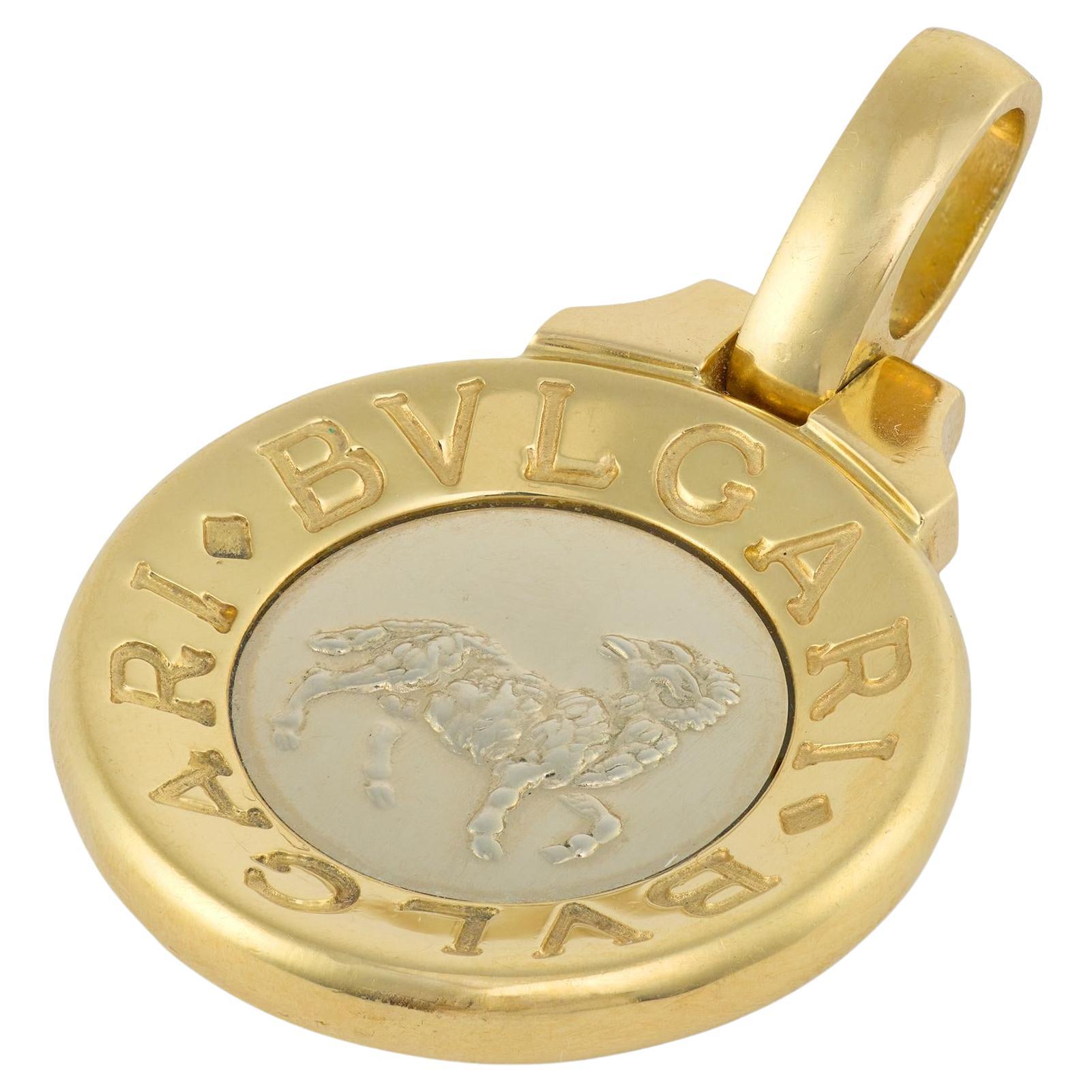Bvlgari Italy vintage Taurus zodiac 18k gold pendant