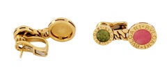BVLGARI 18k Yellow Gold Earrings with Jade Cabochon