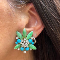 Bvlgari Jade Turquoise And Diamond Earrings