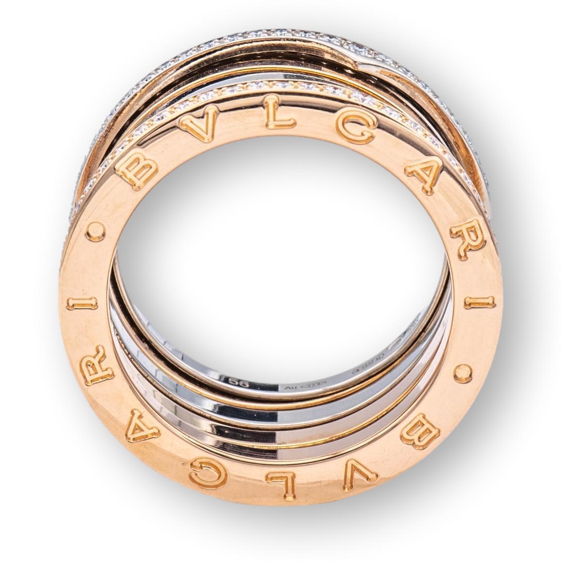 Moderne Bvlgari Labyrinthe B-Zero, bague en or rose et blanc 2 tons