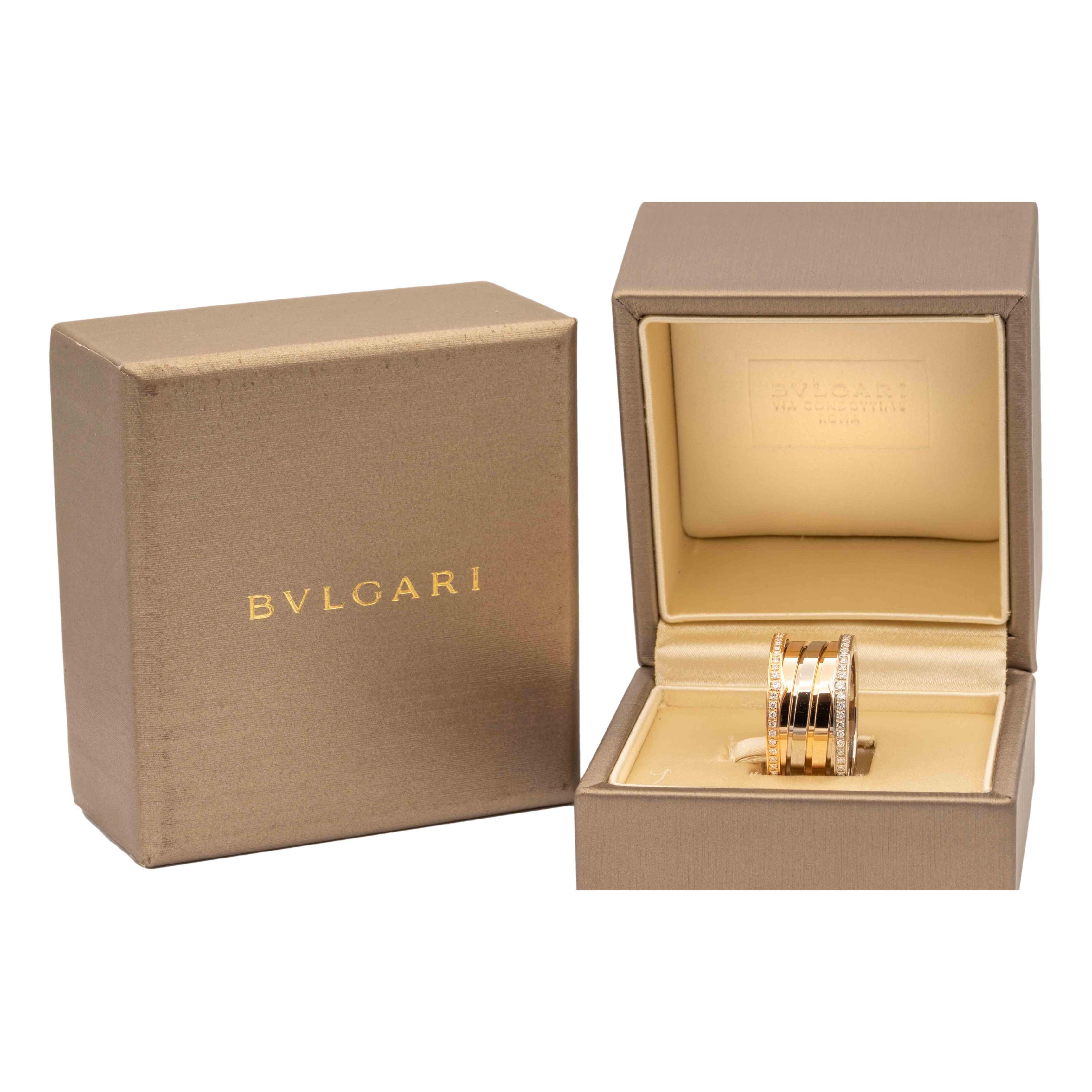 Bvlgari Labyrinth B-Zero Pink and White Gold 2 Tone Ring In Excellent Condition In New York, NY