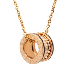 Bvlgari Ladies 18K Rose B. Zero Gold Studded Spiral Pendant Necklace