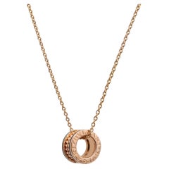 Used Bvlgari Ladies 18K Rose B. Zero Gold Studded Spiral Pendant Necklace