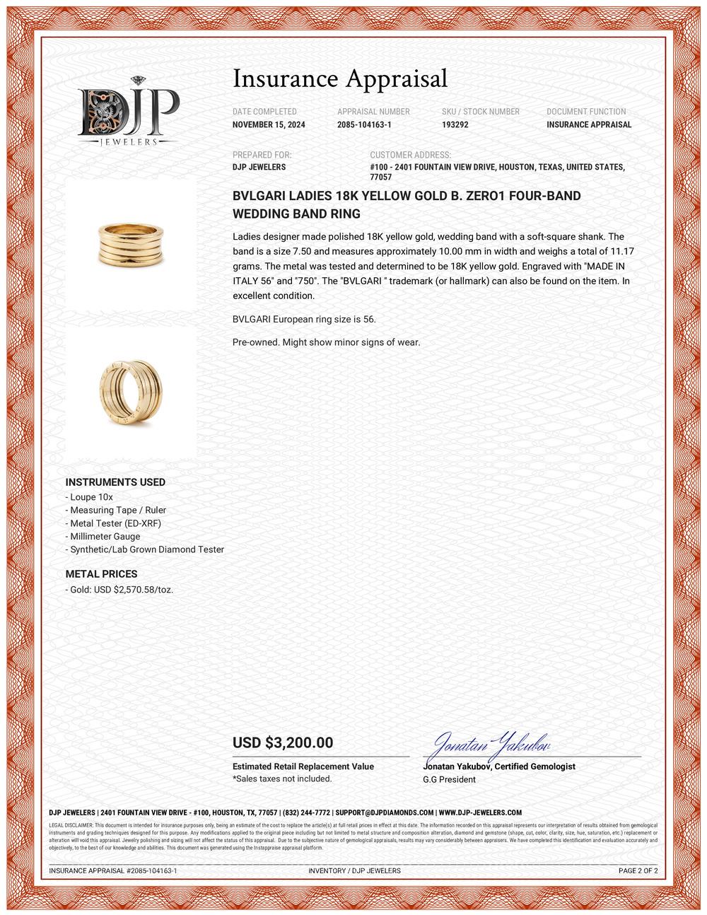 Bvlgari Damen 18K Gelbgold B. ZERO1 Vier-Band-Hochzeitsring 4