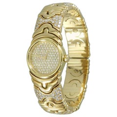 Bvlgari Damen-Armbanduhr aus Gelbgold mit Diamanten in Klammern und Quarz