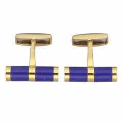BVLGARI Lapis Lazuli 18K 750 Yellow Gold Cufflinks
