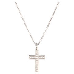 Bvlgari Latin Cross Necklace 18k White Gold and Diamonds