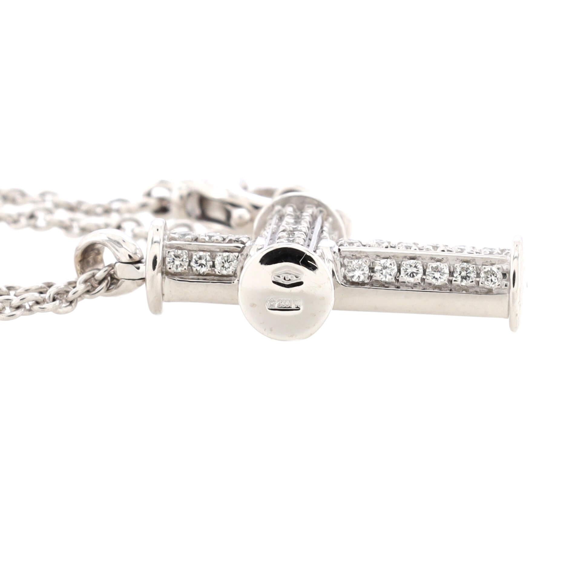 Women's Bvlgari Latin Cross Pendant Necklace 18k White Gold with Diamonds