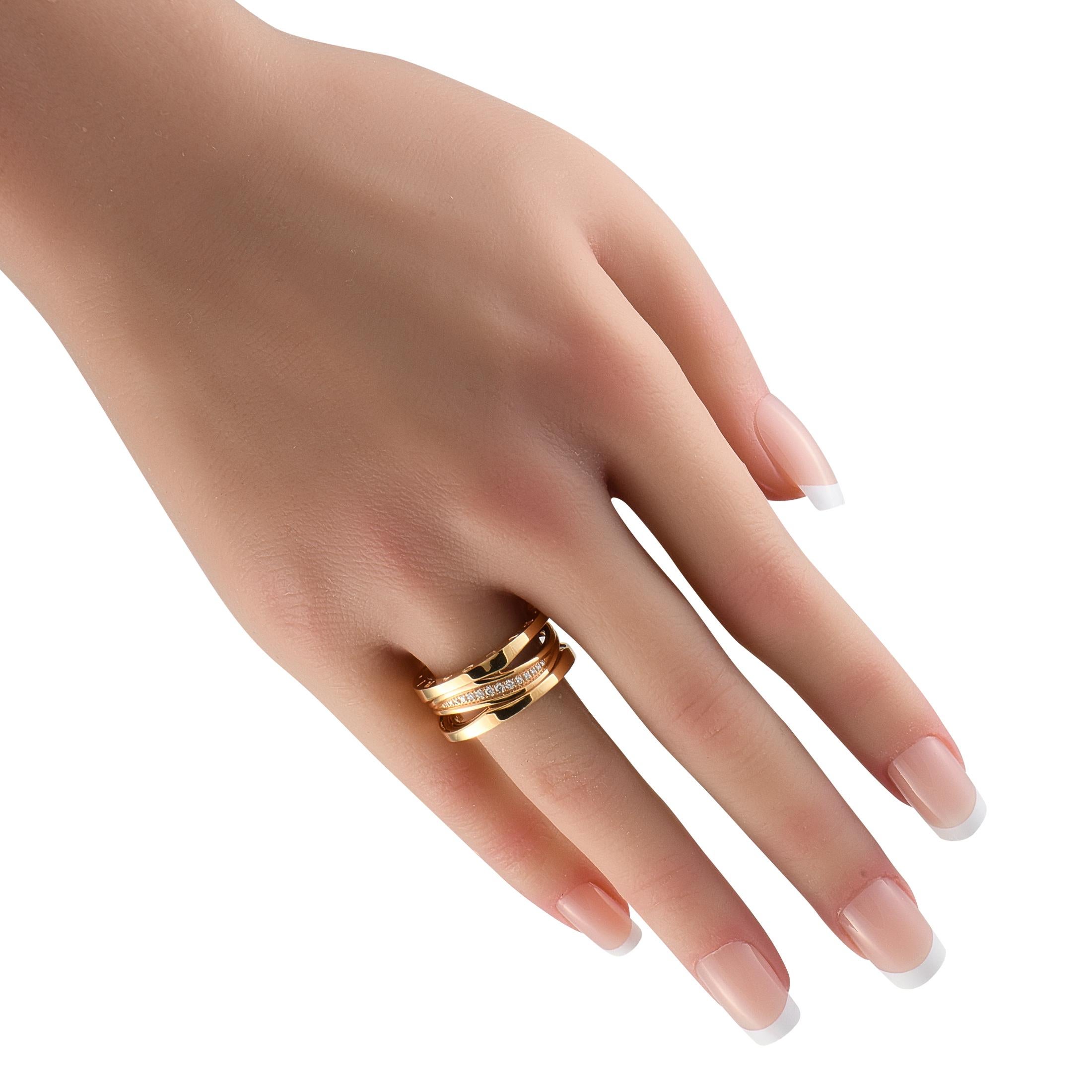 Round Cut Bvlgari Legend 18K Rose Gold Diamond Ring