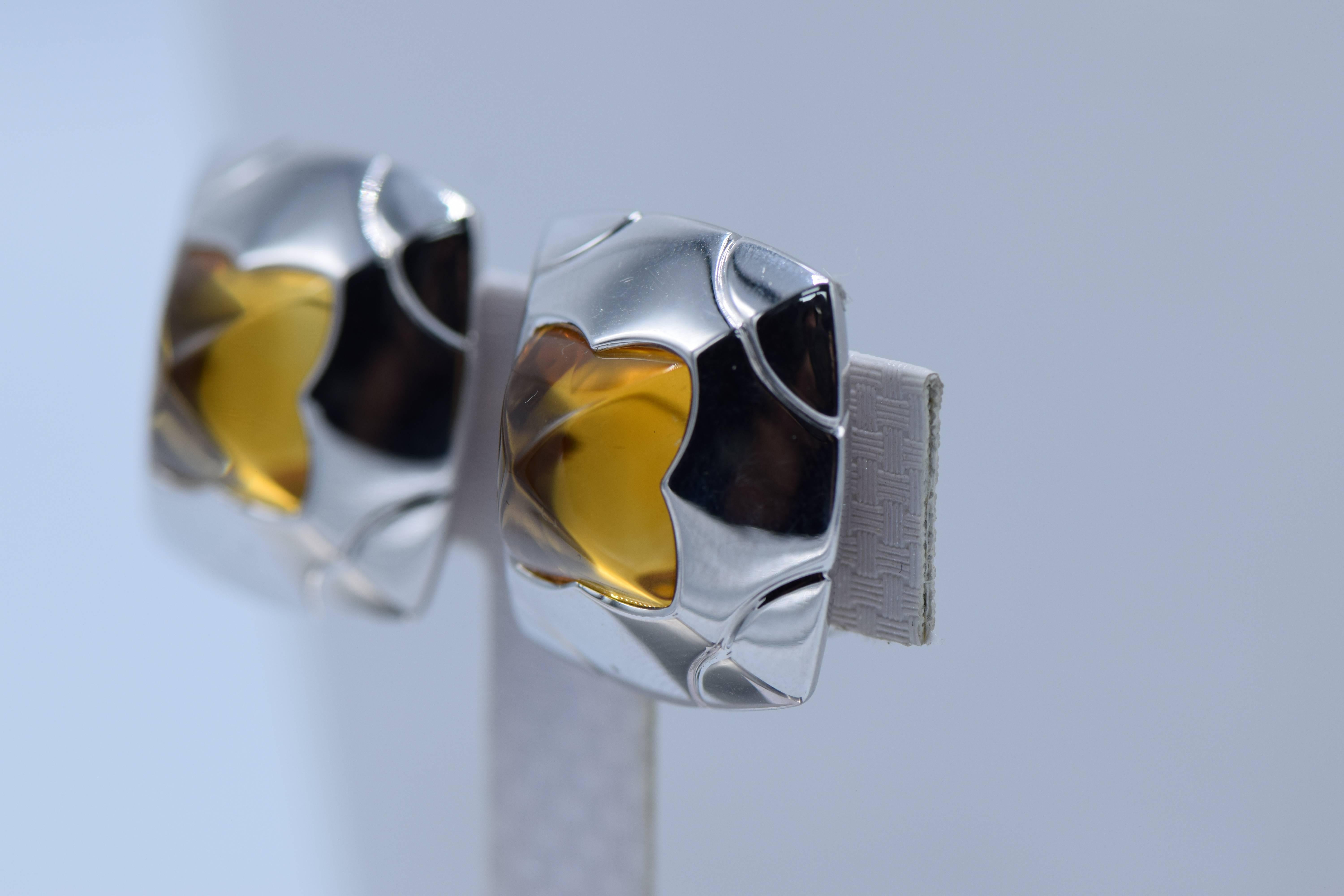 Bvlgari, Pendientes de clip de citrino limón y oro blanco 

Peso total del Citrino: 25 Quilates 
