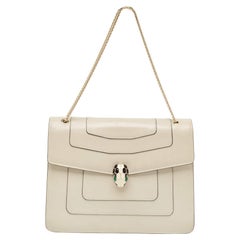Bvlgari Light Grey Leather Large Serpenti Forever Shoulder Bag