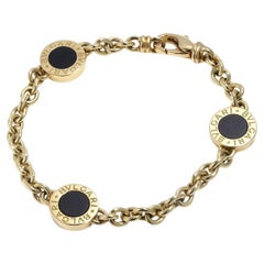 Bvlgari Link Bracelet in 18kt Yellow Gold and Black Onyx 
