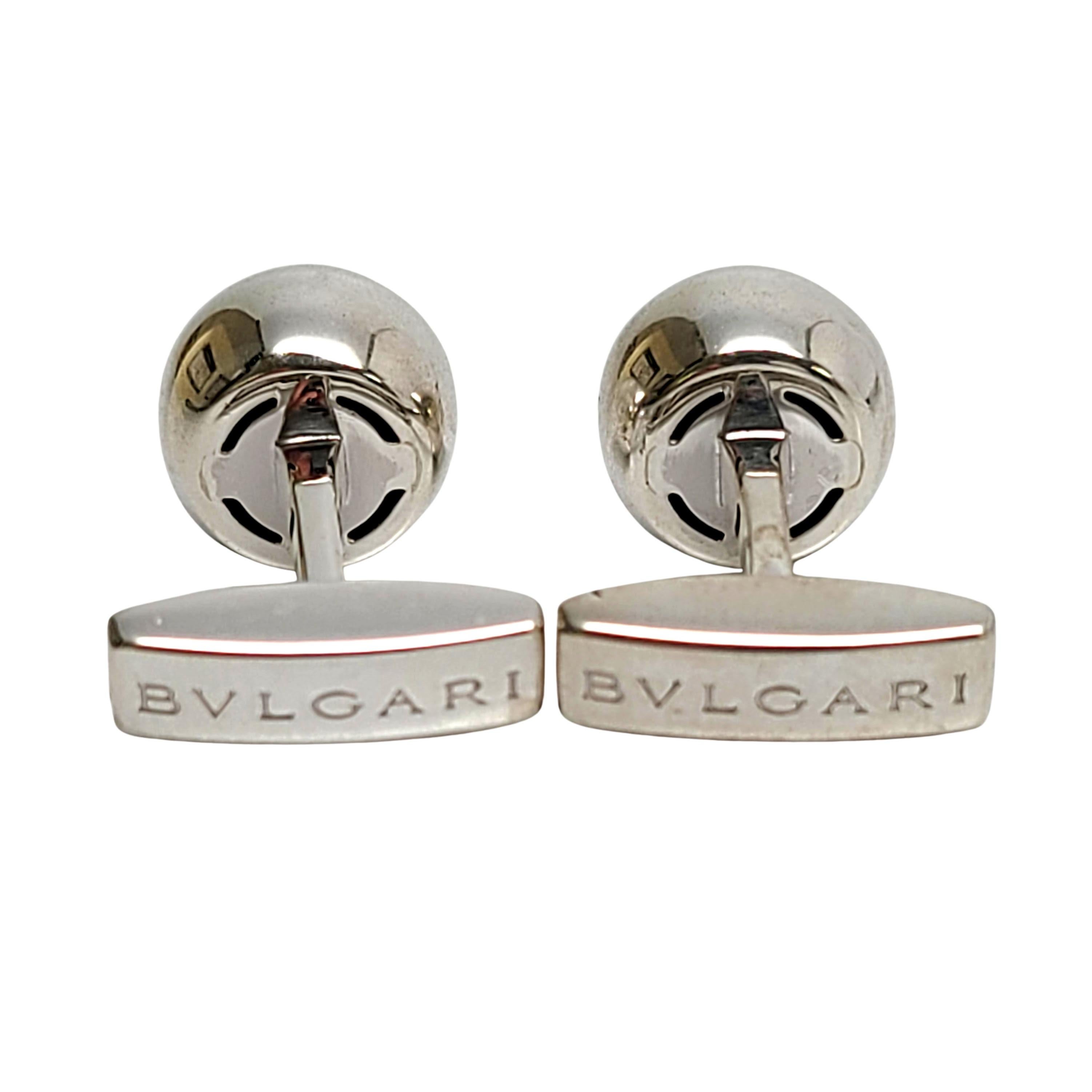 Bvlgari Logo Sterling Silver Ball Cufflinks 1