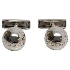 Bvlgari Logo Sterling Silver Ball Cufflinks