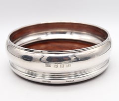 Bvlgari London 1985 Magnum Champagne Bottle Coaster .925 Sterling Silver & Wood