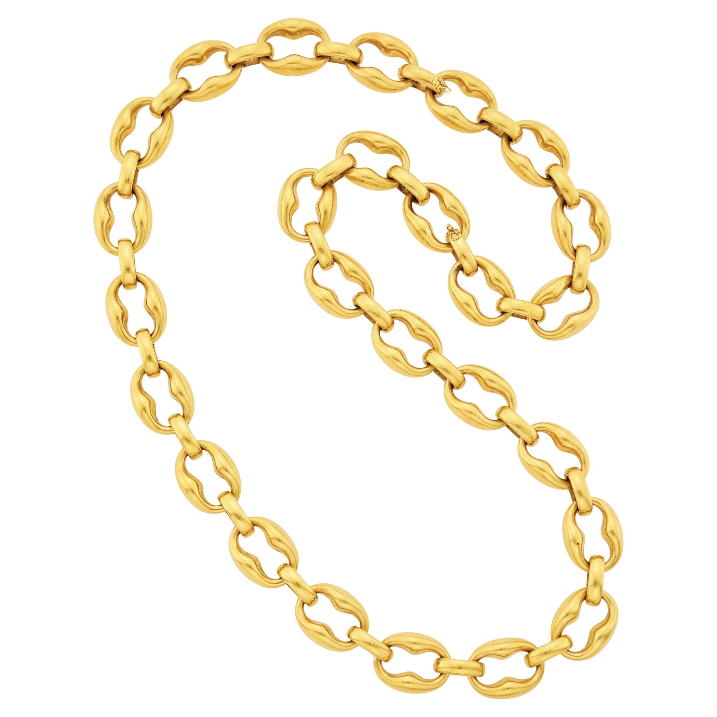 Bvlgari - Combinaison long collier/bracelet à maillons en or 18 carats en vente