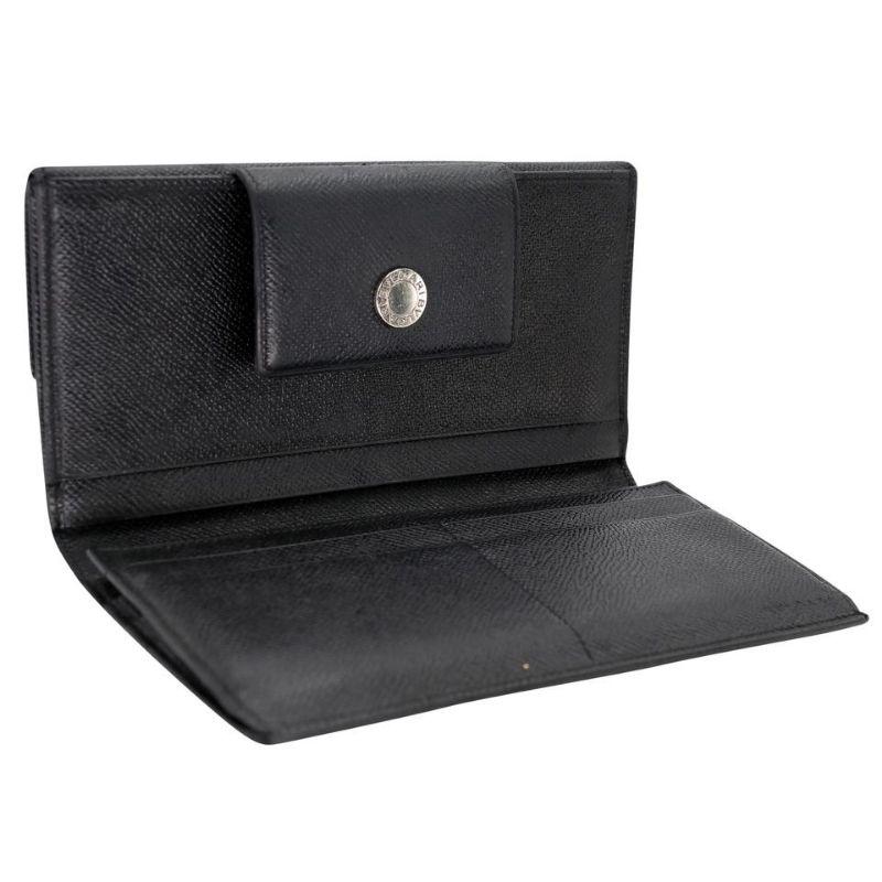 Black Bvlgari Long Zip Leather Signature Saffiano Wallet BL-W1217P-0001 For Sale