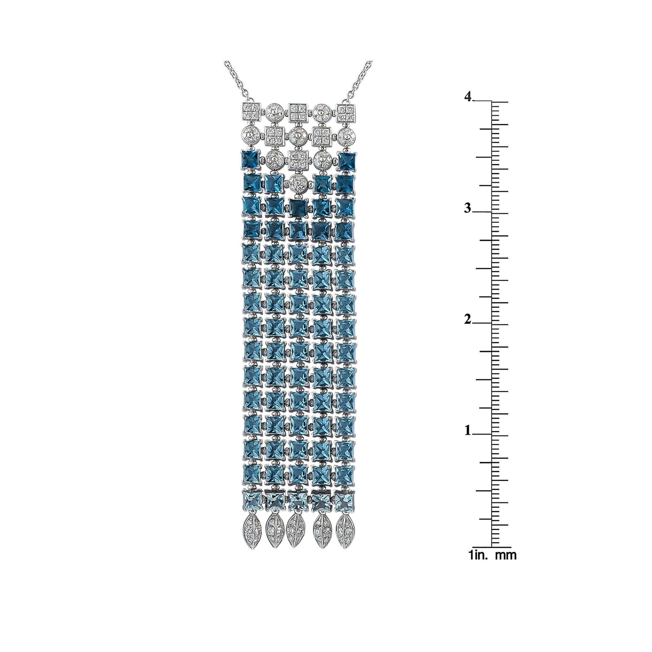 Bvlgari Lucea 18K White Gold 1.50ct Diamond and Topaz Necklace In Excellent Condition For Sale In Southampton, PA
