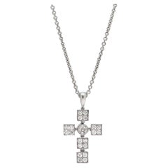 Bvlgari Lucea Cross Diamond Pendant Necklace in 18k White Gold