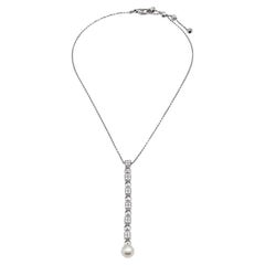 Bvlgari Lucea Cultured Pearl Diamond 18k White Gold Pendant Necklace