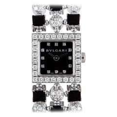 Bvlgari Lucea Ladies White Gold Black Dial Diamond & Onyx Set Watch B&P LUW16G