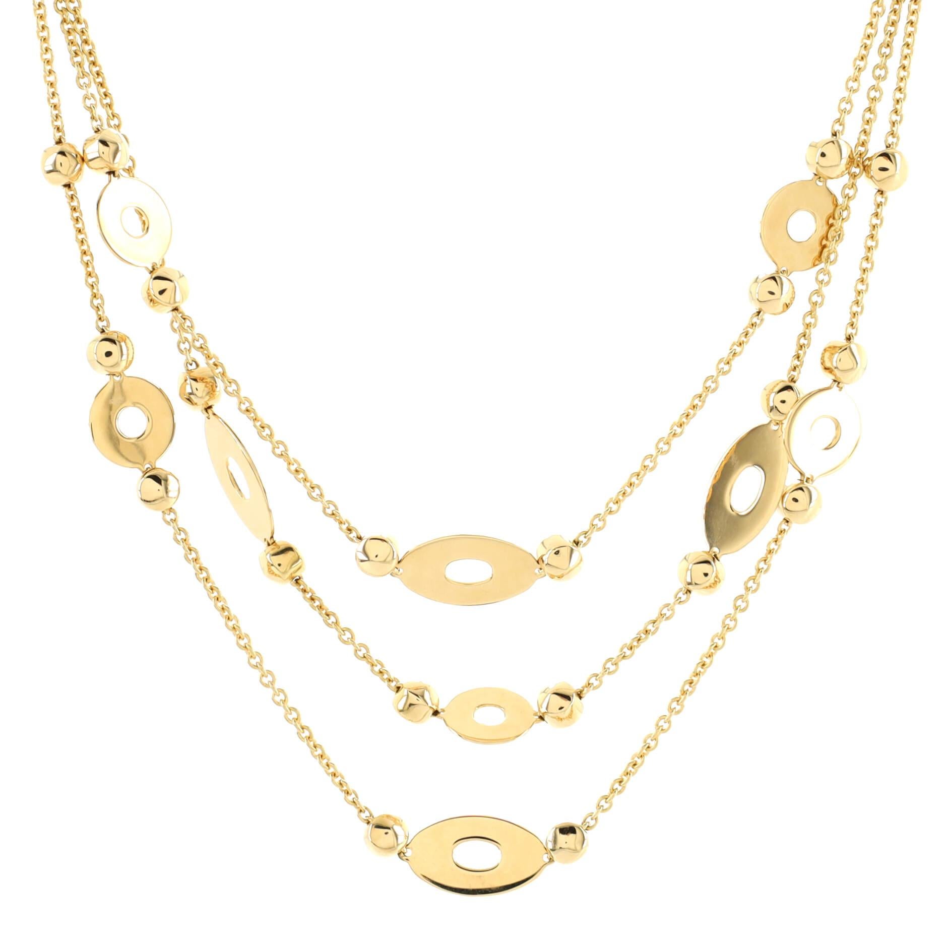 Collana con ciondolo a tre file Bvlgari Lucea in oro giallo 18k In condizioni buone a New York, NY