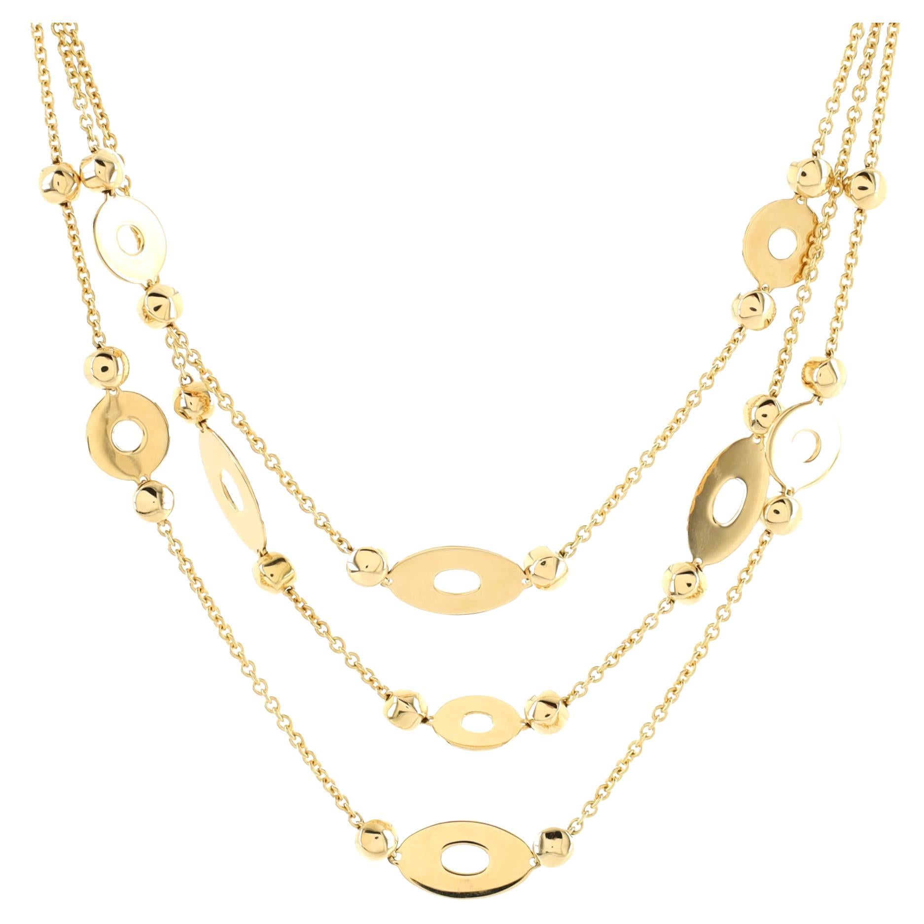 Collana con ciondolo a tre file Bvlgari Lucea in oro giallo 18k