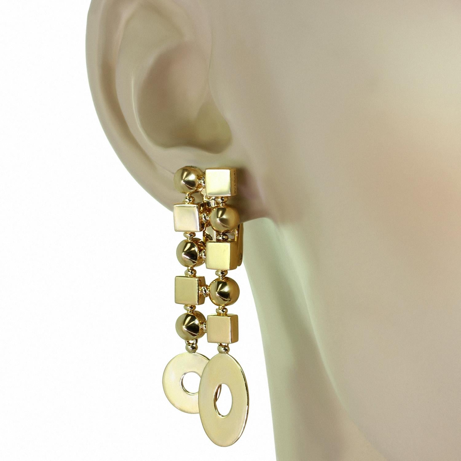 Bvlgari Lucea Yellow Gold Drop Earrings In Excellent Condition In New York, NY