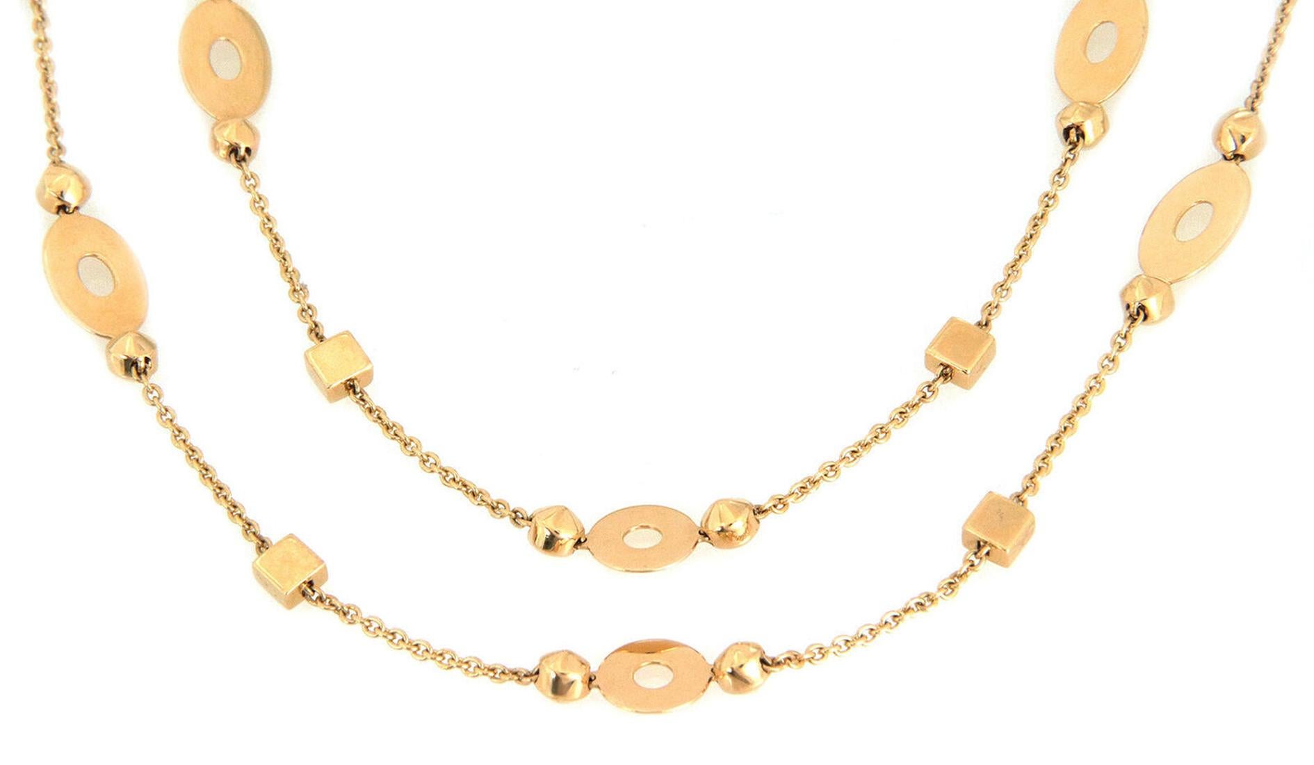 Bvlgari Lucia Kollektion 18k Gelbgold Marquise Würfel Motive Lange Halskette (Moderne)