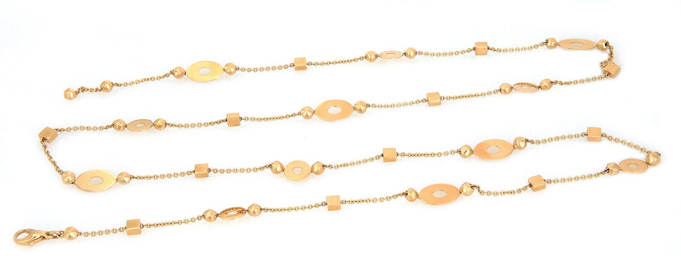 Modern Bvlgari Lucia Collection 18k Yellow Gold Marquise Cube Motifs Long Necklace