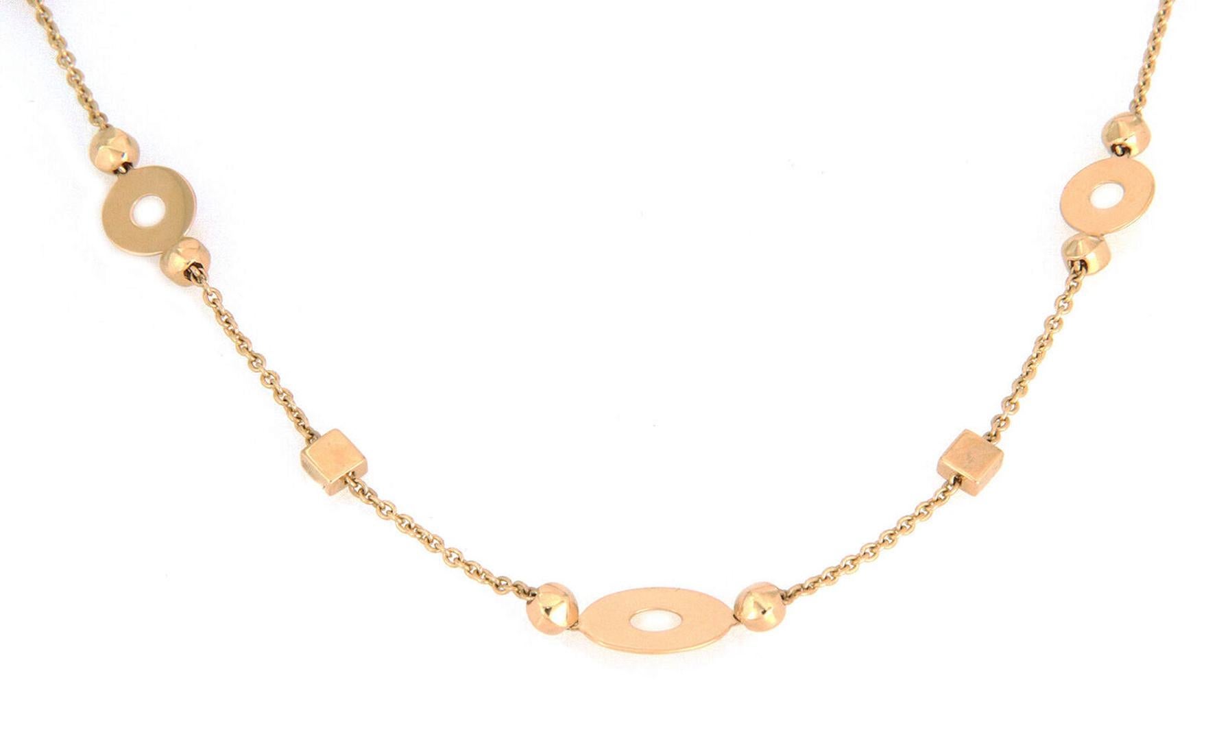 Bvlgari Lucia Collection 18k Yellow Gold Marquise Cube Motifs Long Necklace In Excellent Condition In Boca Raton, FL