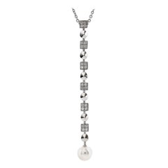Bvlgari Lucia Drop Dangle Pendant Necklace 18K White Gold with Diamonds