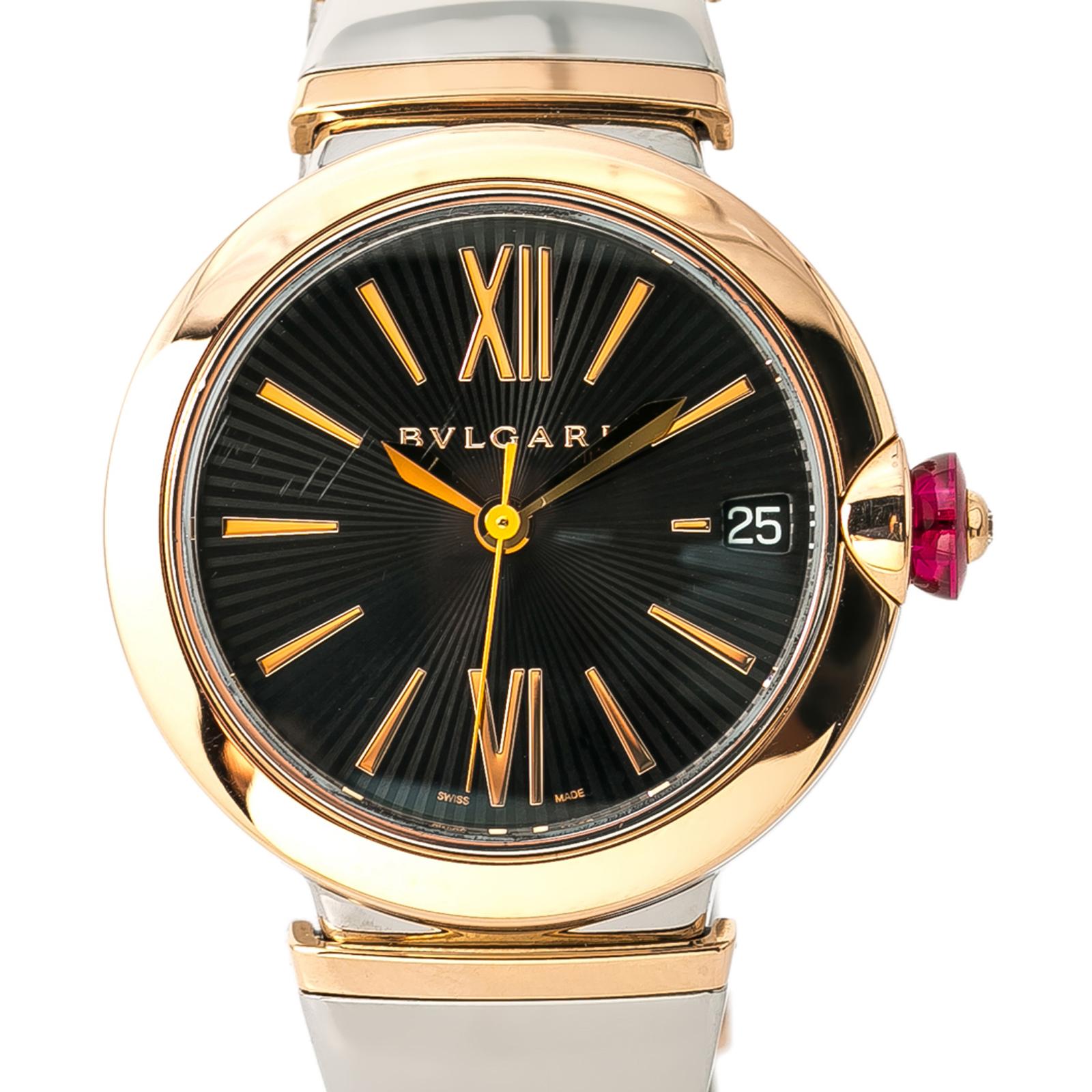 Bvlgari Lvcea LUP 33 SG Ladies Automatic Watch 18k Rose Gold Two Tone 33mm