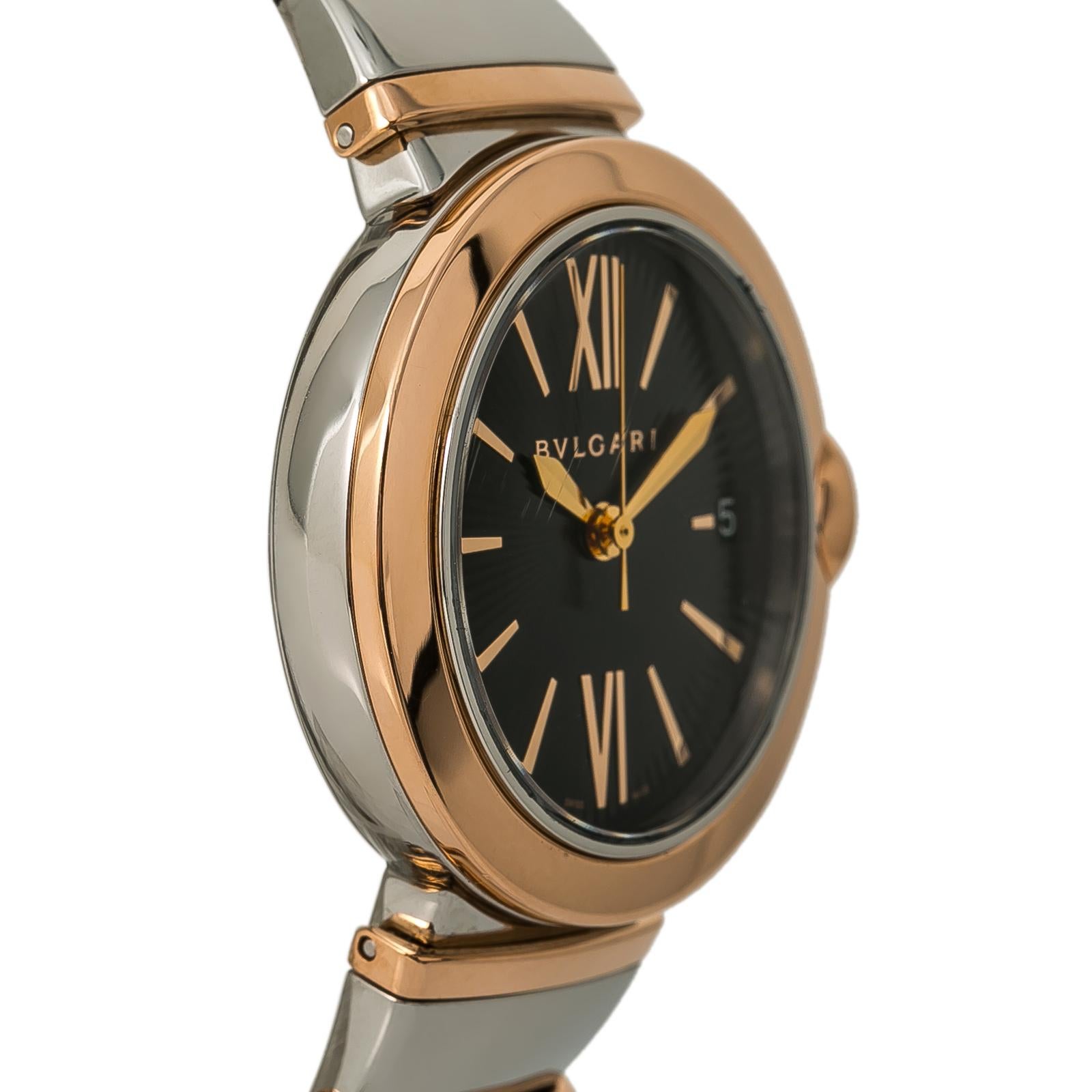 Contemporary Bvlgari Lvcea LUP 33 SG Ladies Automatic Watch 18k Rose Gold Two Tone For Sale