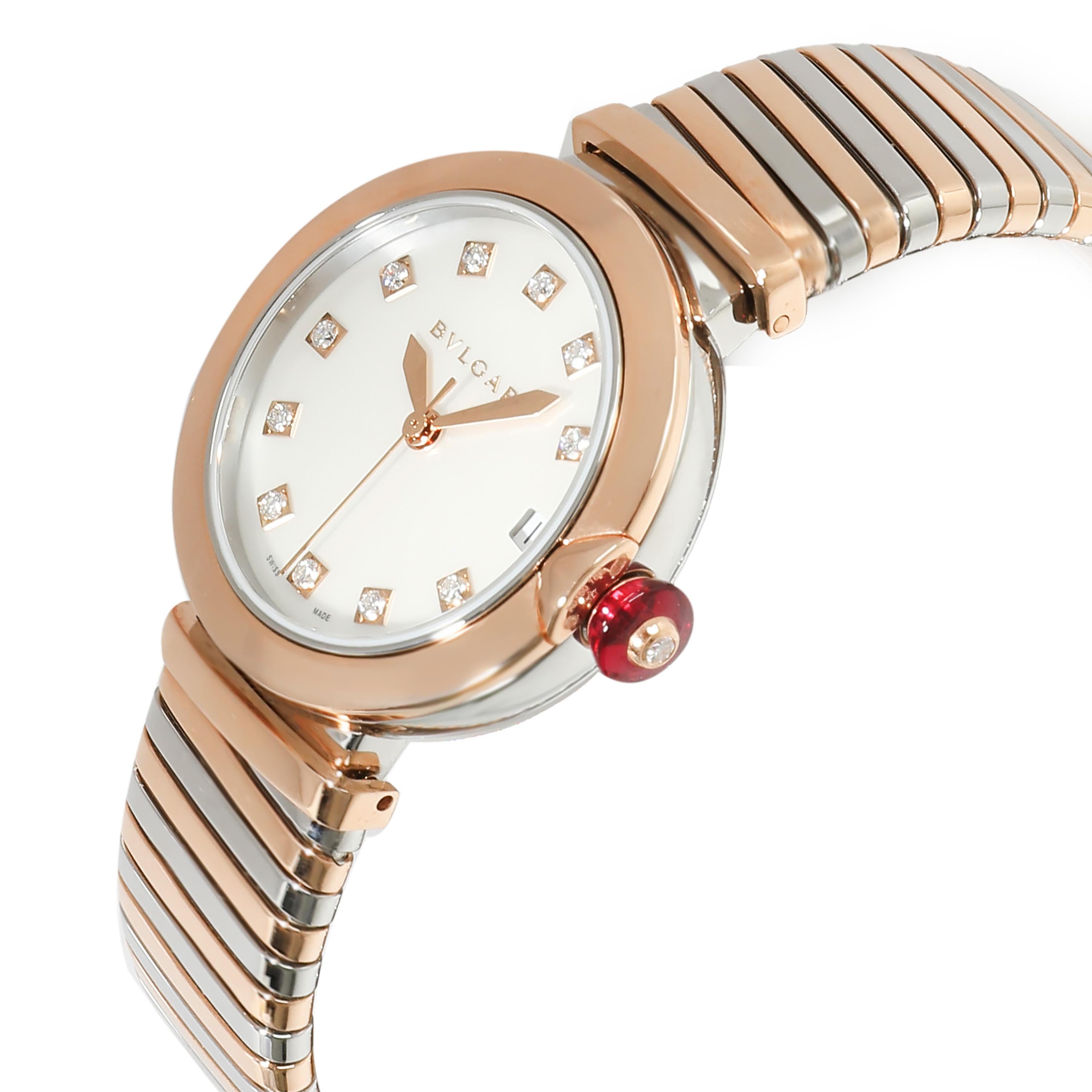 BVLGARI Lvcea Tubogas 102954 Unisex-Uhr aus 18kt Edelstahl/Roségold im Zustand „Hervorragend“ im Angebot in New York, NY