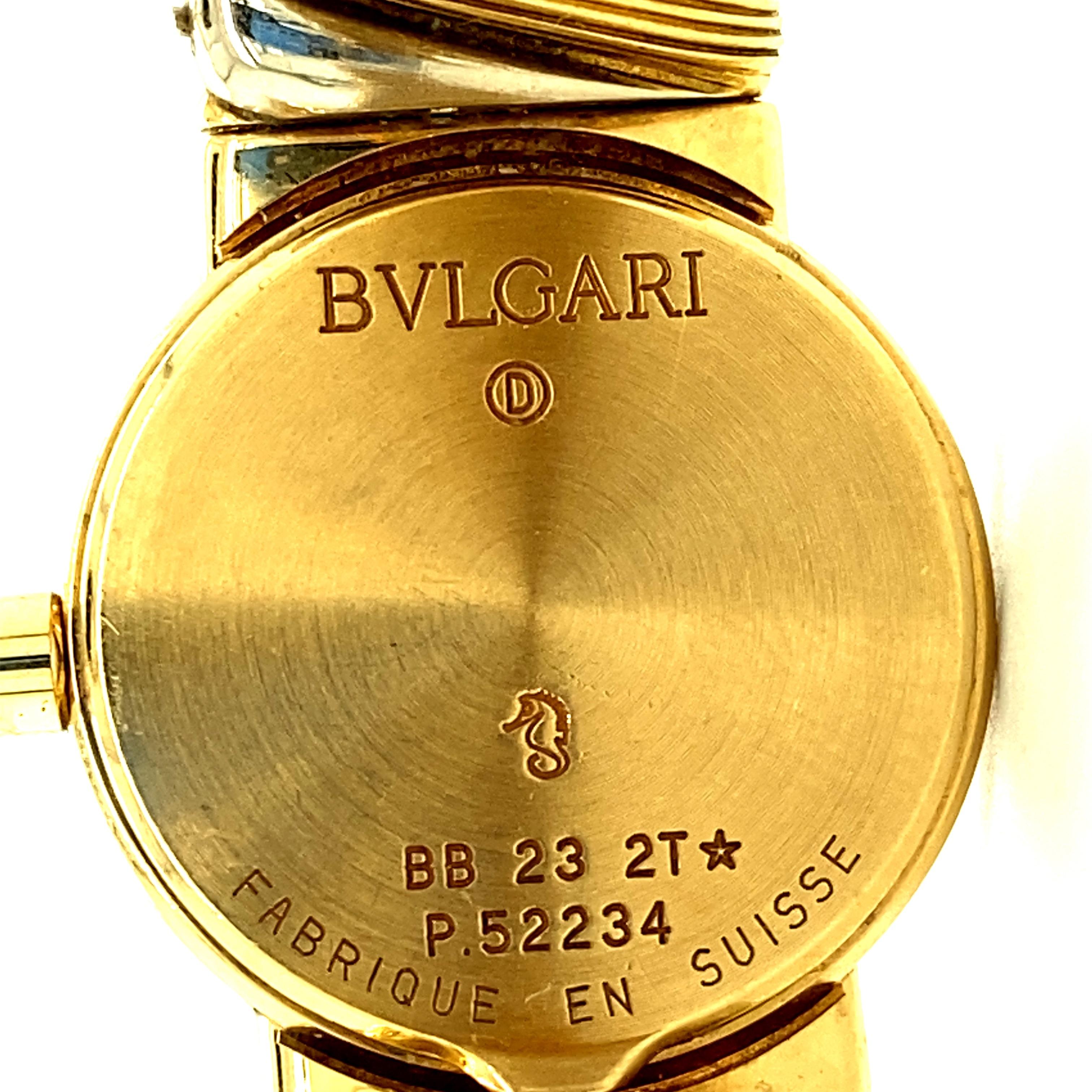 Bvlgari Lvcea Tubogas 18K Yellow & White Gold Bangle Watch Quartz Ref. BB 23.2T In Good Condition In Towson, MD